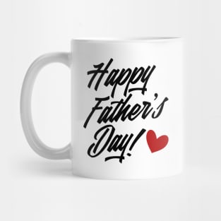 Simple Happy Father's Day Calligraphy with Red Heart Mug